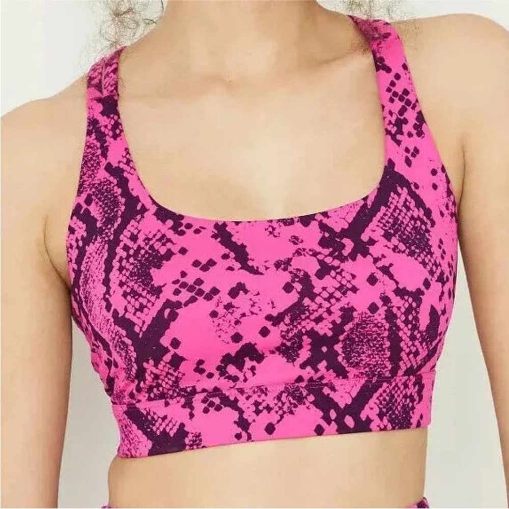 JoyLab Pink & Black Python Print Sports Bra - Size Small
